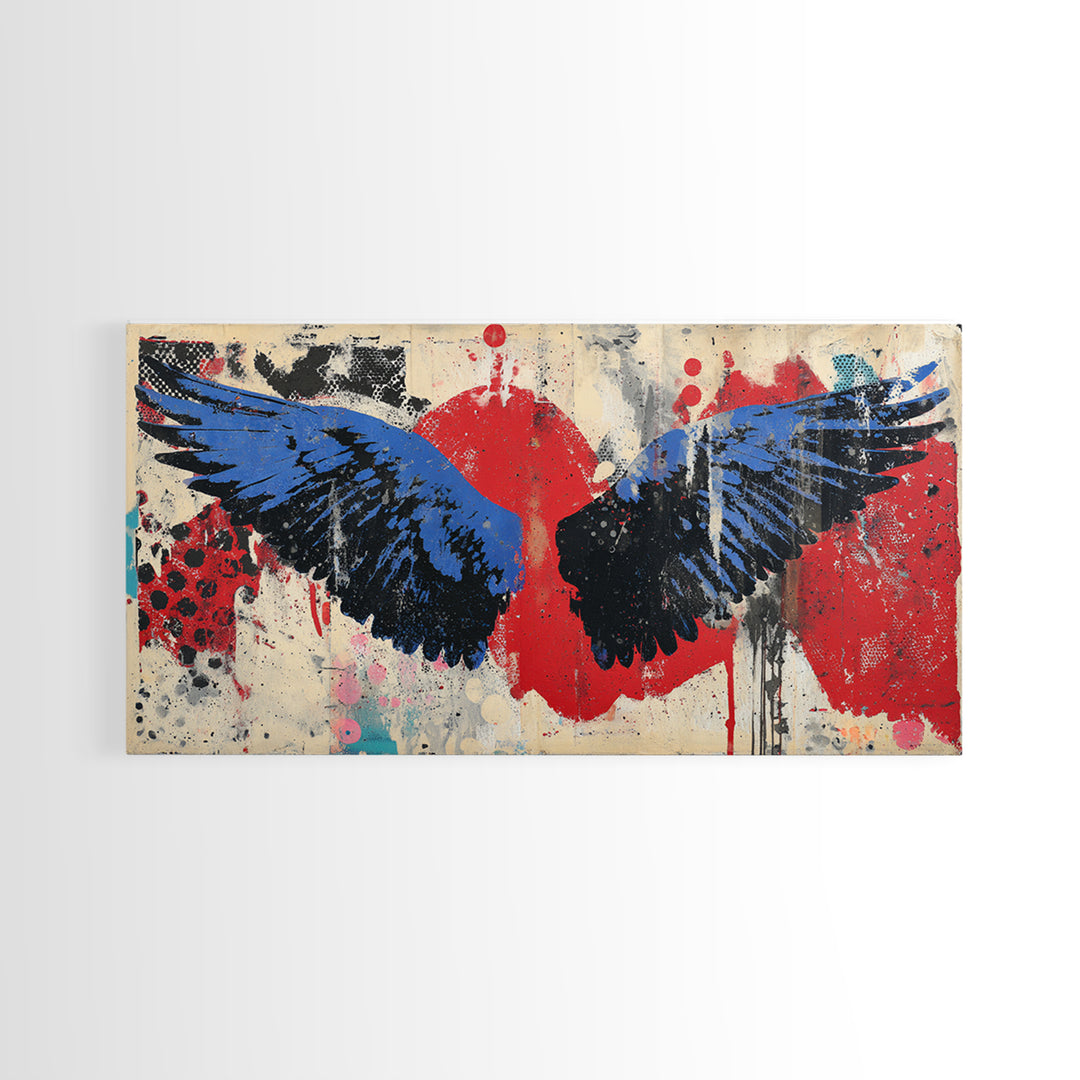 Spray Painted Angel Wings Canvas Print, Graffiti Art, Painting, Living Room Decor, Fine Art, Street, Canvas Art, Bedroom Decor, GRF-2x1-52