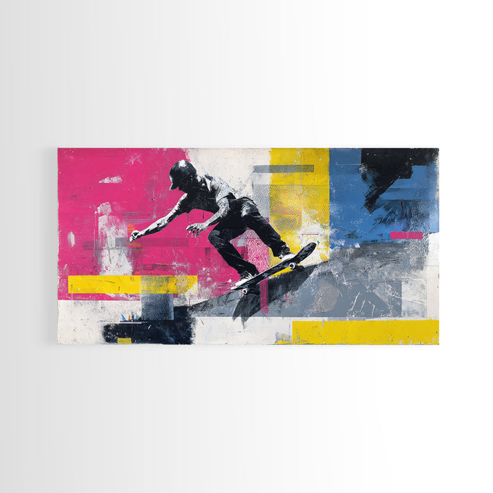 Bright Skateboard Ramp Color Fields Canvas Print, Graffiti Art, Canvas, Living Room Decor, Abstract Art, Street, GRF-2x1-68
