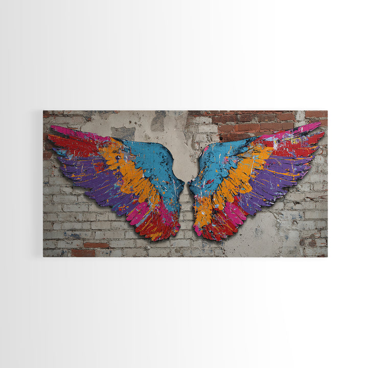Spray Painted Angel Wings Canvas Print, Graffiti Art, Abstract Art, Living Room Decor, Fine Art, Street, Above Bed Decor, GRF-2x1-76