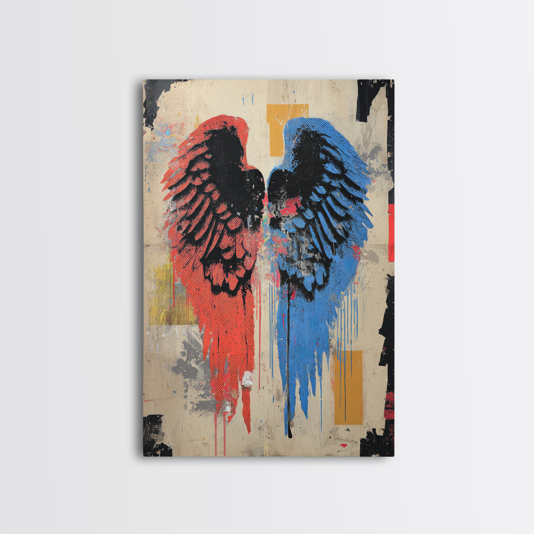 Spray Painted Angel Wings Canvas Print, Graffiti Art, Contemporary Art, Living Room Decor, Fine Art, Street, Original Painting, GRF-2x3-40