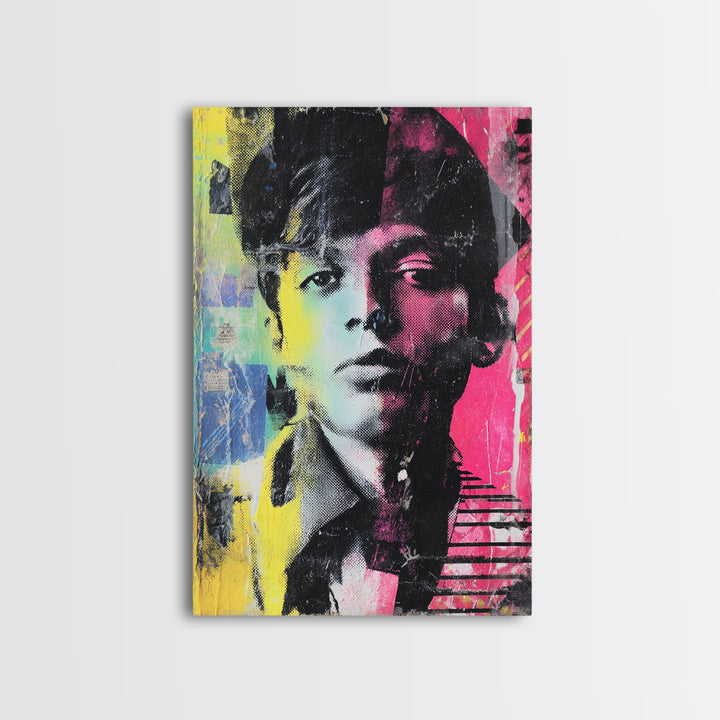 Stencil Portrait with Red and Black Contrast Framed Canvas Print, Graffiti Art, Luxury Decor, Living Room Decor, Street, GRF-2x3-44