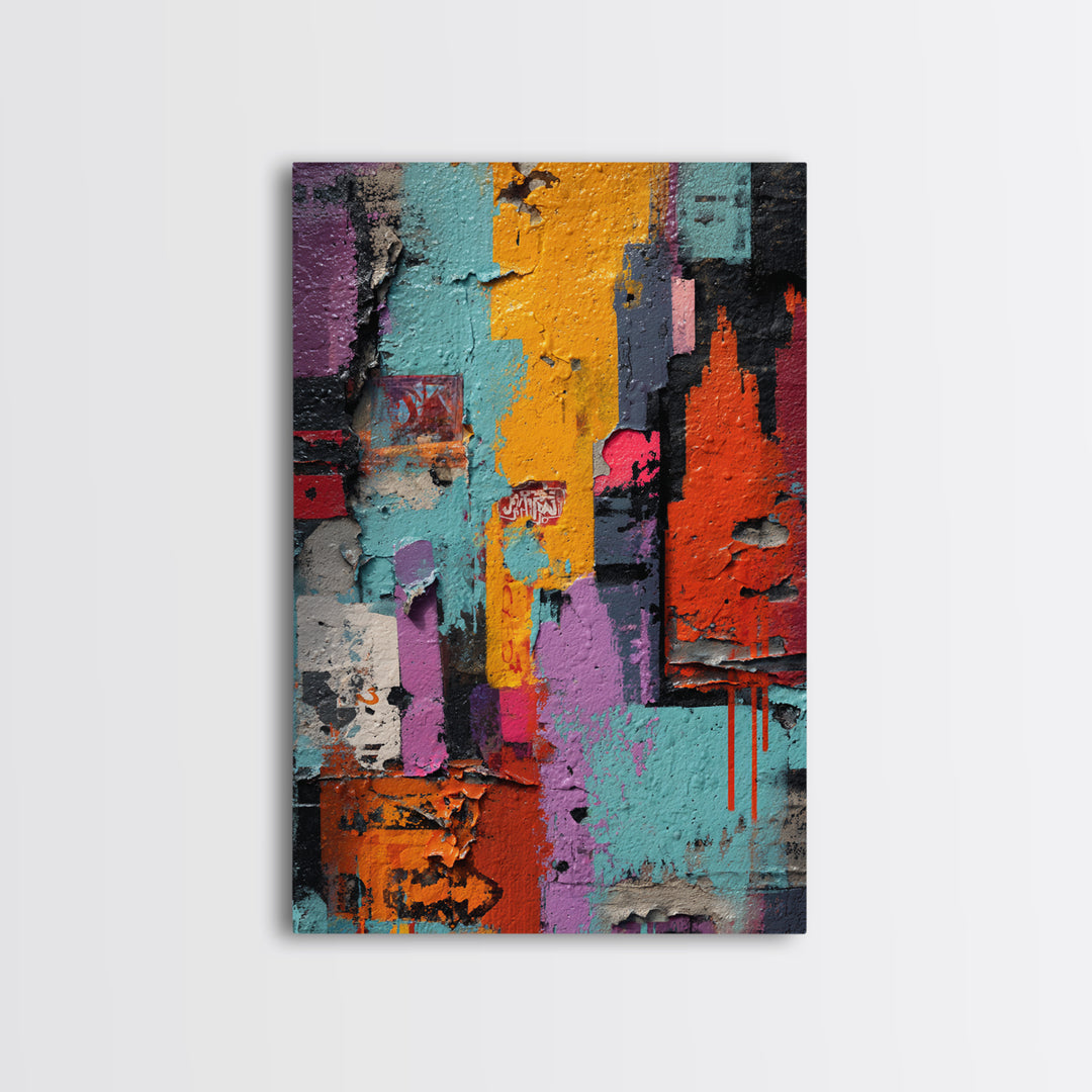 Paint Drips Forming a Skyline Silhouette Canvas Print, Graffiti Art, Large Wall Art, Living Room Decor, Fine Art, Street, GRF-2x3-45