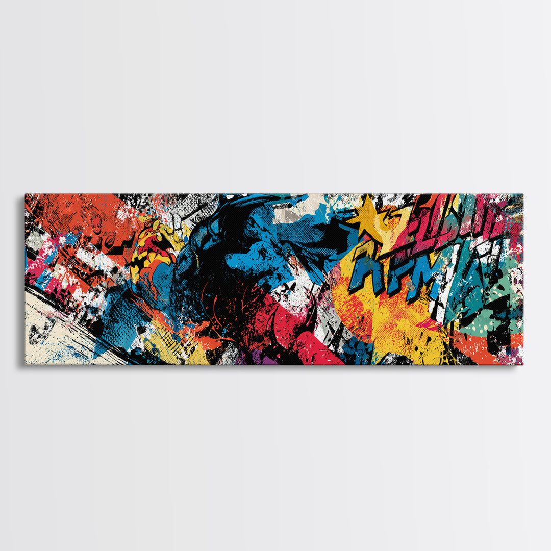 Wildstyle Arrows and Loops as Abstraction Framed Canvas Print, Graffiti Art, Art, Living Room Decor, Fine Art, Street, GRF-3x1-55