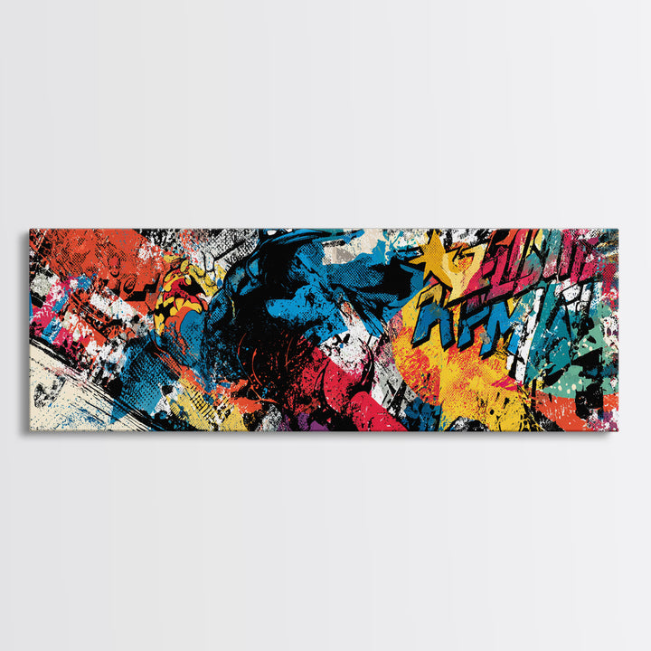 Wildstyle Arrows and Loops as Abstraction Framed Canvas Print, Graffiti Art, Art, Living Room Decor, Fine Art, Street, GRF-3x1-55