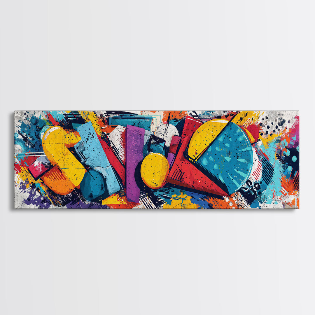 Wildstyle Arrows and Loops as Abstraction Framed Canvas Print, Graffiti Art, Statement Artwork, Living Room Decor, Abstract Art, GRF-3x1-7