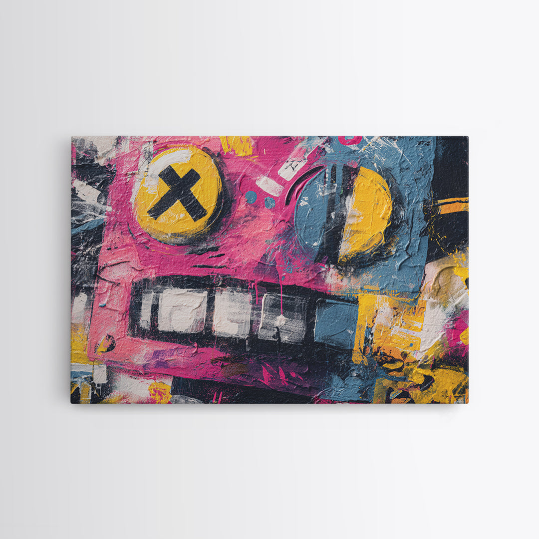 Cartoon Robot Character Canvas Print, Graffiti Art, Bedroom Decor, Living Room Decor, Fine Art, Street, Gallery Decor, GRF-3x2-38
