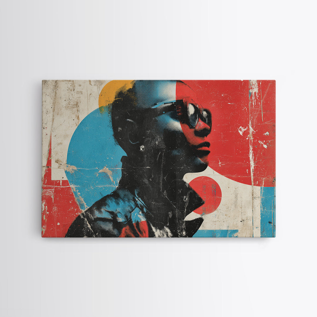 Masked Street Artist Silhouette Framed Canvas Print, Graffiti Art, Abstract Wall Art, Living Room Decor, Oil Painting, Street, GRF-3x2-74