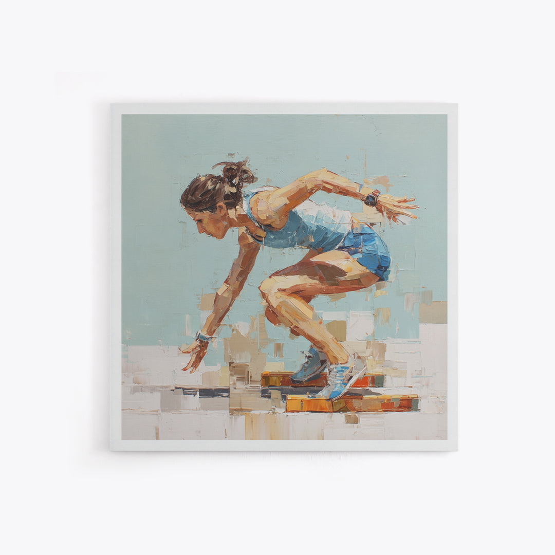 Sprinter Exploding from Starting Blocks Canvas Print, Gym Art, Motivational Poster, Gym Decor, Abstract Art, Strength, GYM-1x1-3