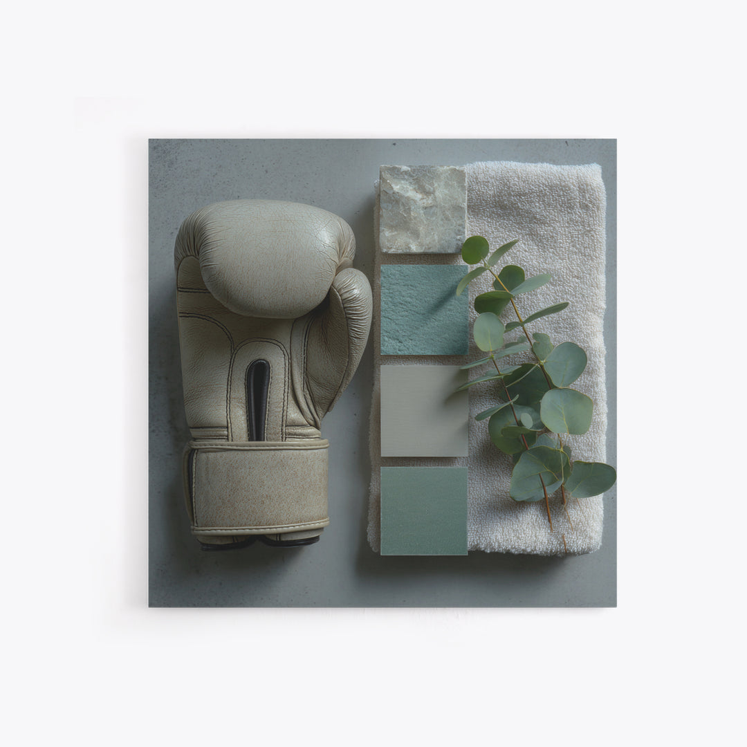 Boxing Glove and Towel Still Life Framed Canvas Print, Gym Art, Cool Posters, Gym Decor, Fine Art, Strength, Gallery Decor, GYM-1x1-64