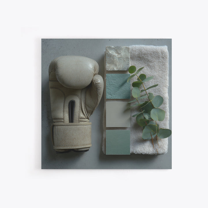 Boxing Glove and Towel Still Life Framed Canvas Print, Gym Art, Cool Posters, Gym Decor, Fine Art, Strength, Gallery Decor, GYM-1x1-64
