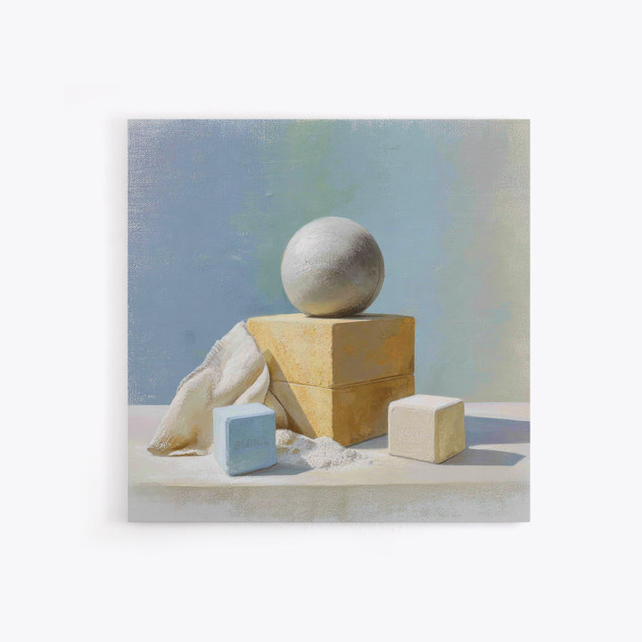 Medicine Ball and Chalk Still Life Framed Canvas Print, Gym Art, Framed Canvas, Gym Decor, Fine Art, Strength, GYM-1x1-71