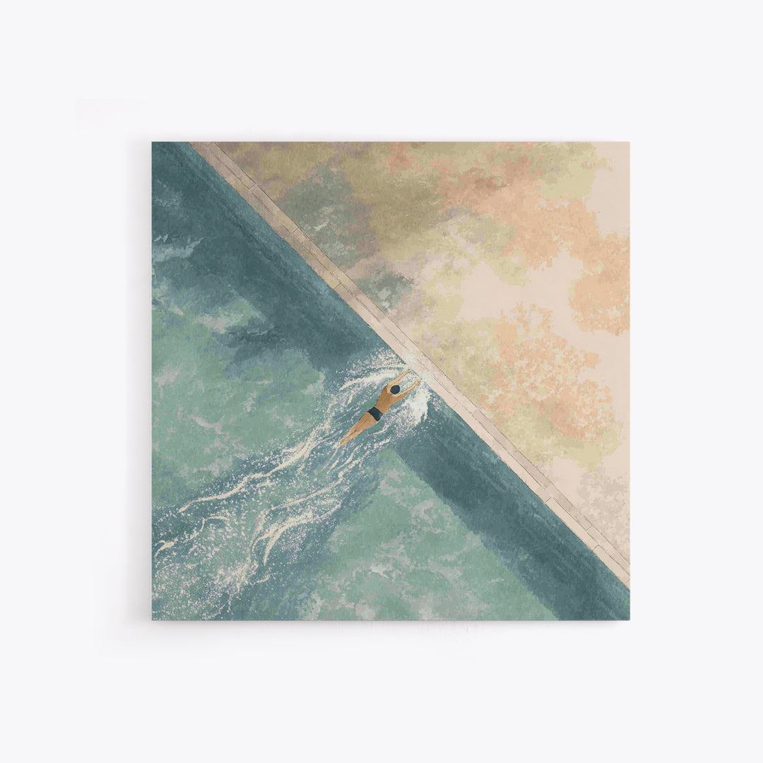 Swimmer Cutting Through Blue Water Canvas Print, Gym Art, Art Print, Gym Decor, Fine Art, Strength, Abstract Wall Art, GYM-1x1-91