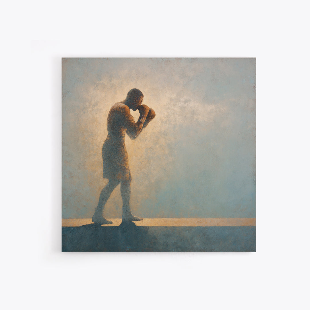 Powerful Boxer Silhouette Canvas Print, Gym Art, Living Room Decor, Gym Decor, Oil Painting, Strength, Sports Poster, GYM-1x1-97