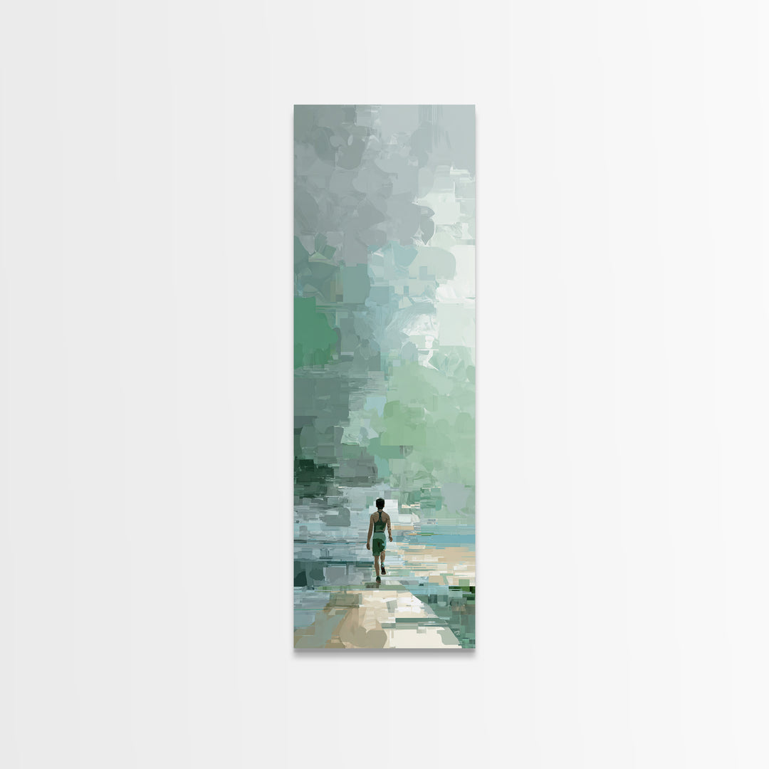 Sprinter Exploding from Starting Blocks Framed Canvas Print, Gym Art, Motivational Poster, Gym Decor, Abstract Art, Strength, GYM-1x3-15