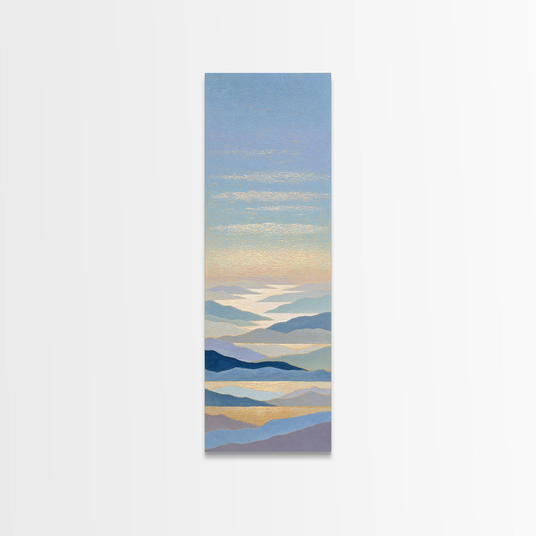 Runner on Mountain Ridge at Sunrise Canvas Print, Gym Art, Bodybuilding Poster, Gym Decor, Watercolor Art, Strength, GYM-1x3-72