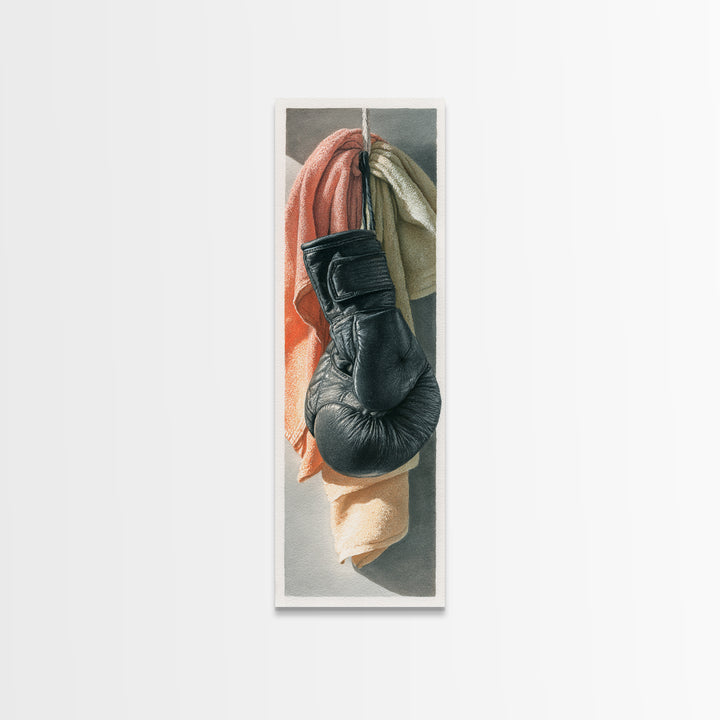 Boxing Glove and Towel Still Life Framed Canvas Print, Gym Art, Modern Home Decor, Gym Decor, Oil Painting, Strength, GYM-1x3-76