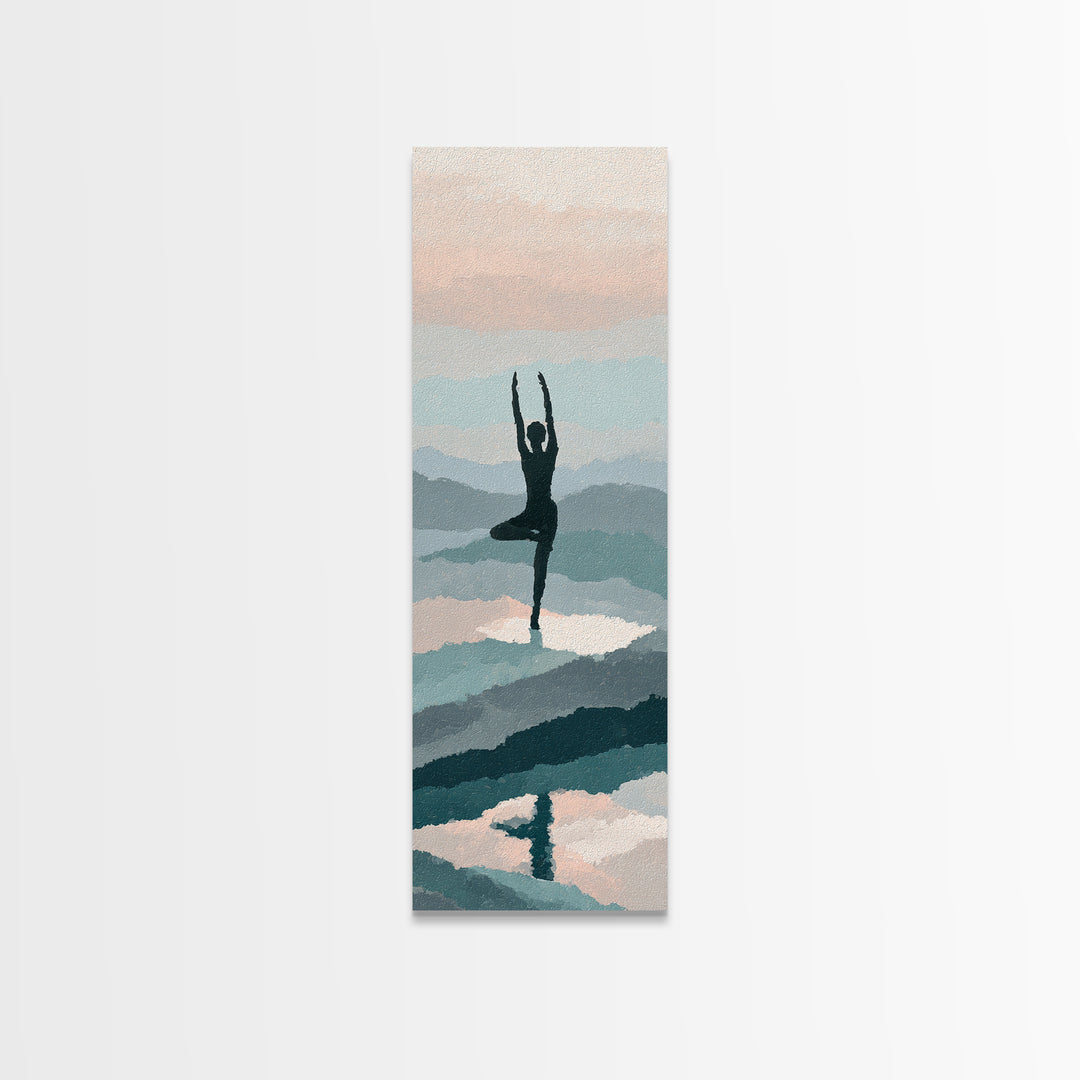 Runner on Mountain Ridge at Sunrise Framed Canvas Print, Gym Art, Home Gym Decor, Gym Decor, Fine Art, Strength, Art Print, GYM-1x3-96