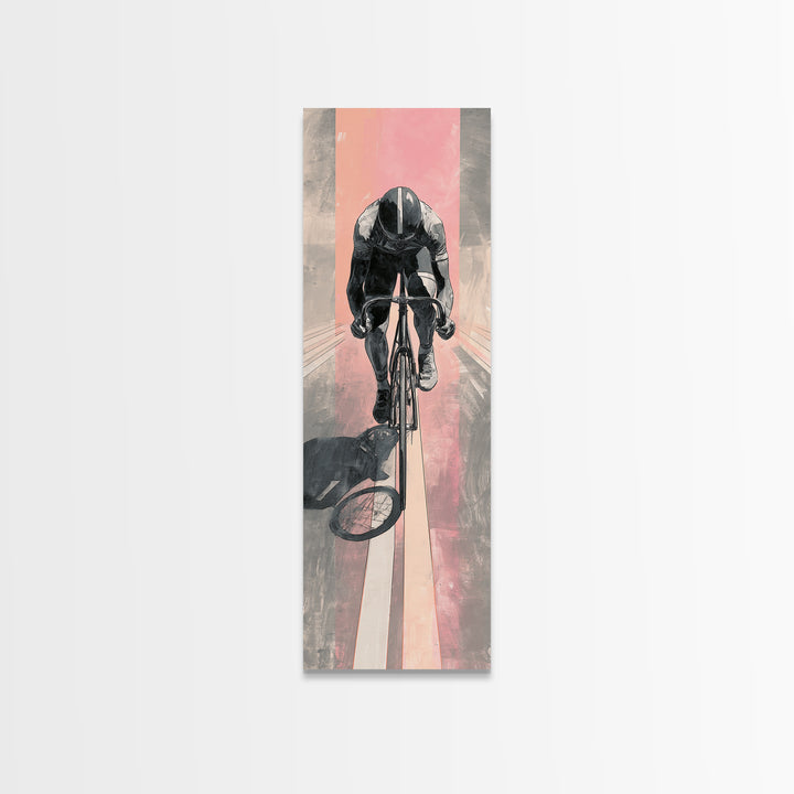 Cyclist Racing Through Neon Speed Lines Canvas Print, Gym Art, Room Decor, Gym Decor, Abstract Art, Strength, Bar Art, GYM-1x3-98
