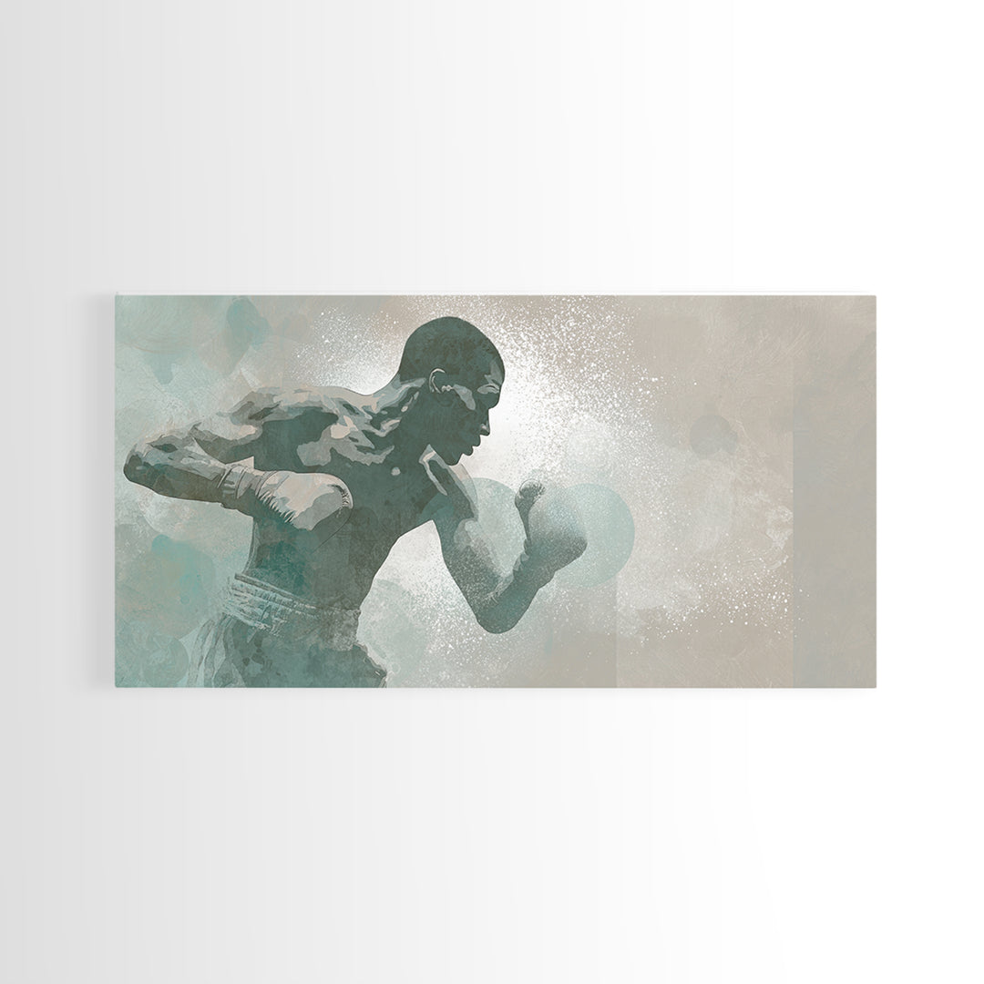 Powerful Boxer Silhouette Canvas Print, Gym Art, Living Room Decor, Gym Decor, Oil Painting, Strength, Sports Poster, GYM-2x1-21