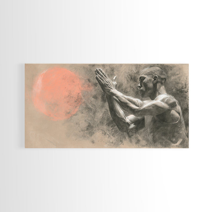 Bodybuilder Pose Rendered Canvas Print, Gym Art, Print, Gym Decor, Fine Art, Strength, Wall Decoration, Sports Decor, GYM-2x1-48