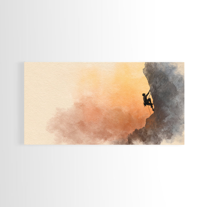 Rock Climber Reaching a Glowing Hold Canvas Print, Gym Art, Print, Gym Decor, Fine Art, Strength, Wall Decoration, Sports Decor, GYM-2x1-54