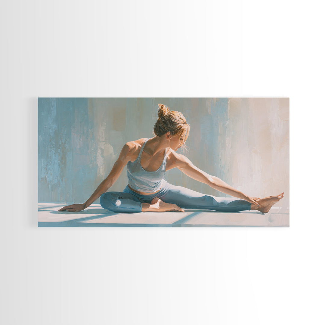 Fitness Woman Stretching Framed Canvas Print, Gym Art, Motivational Poster, Gym Decor, Fine Art, Strength, Motivational Art, GYM-2x1-65