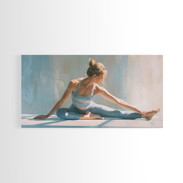 Fitness Woman Stretching Framed Canvas Print, Gym Art, Motivational Poster, Gym Decor, Fine Art, Strength, Motivational Art, GYM-2x1-65