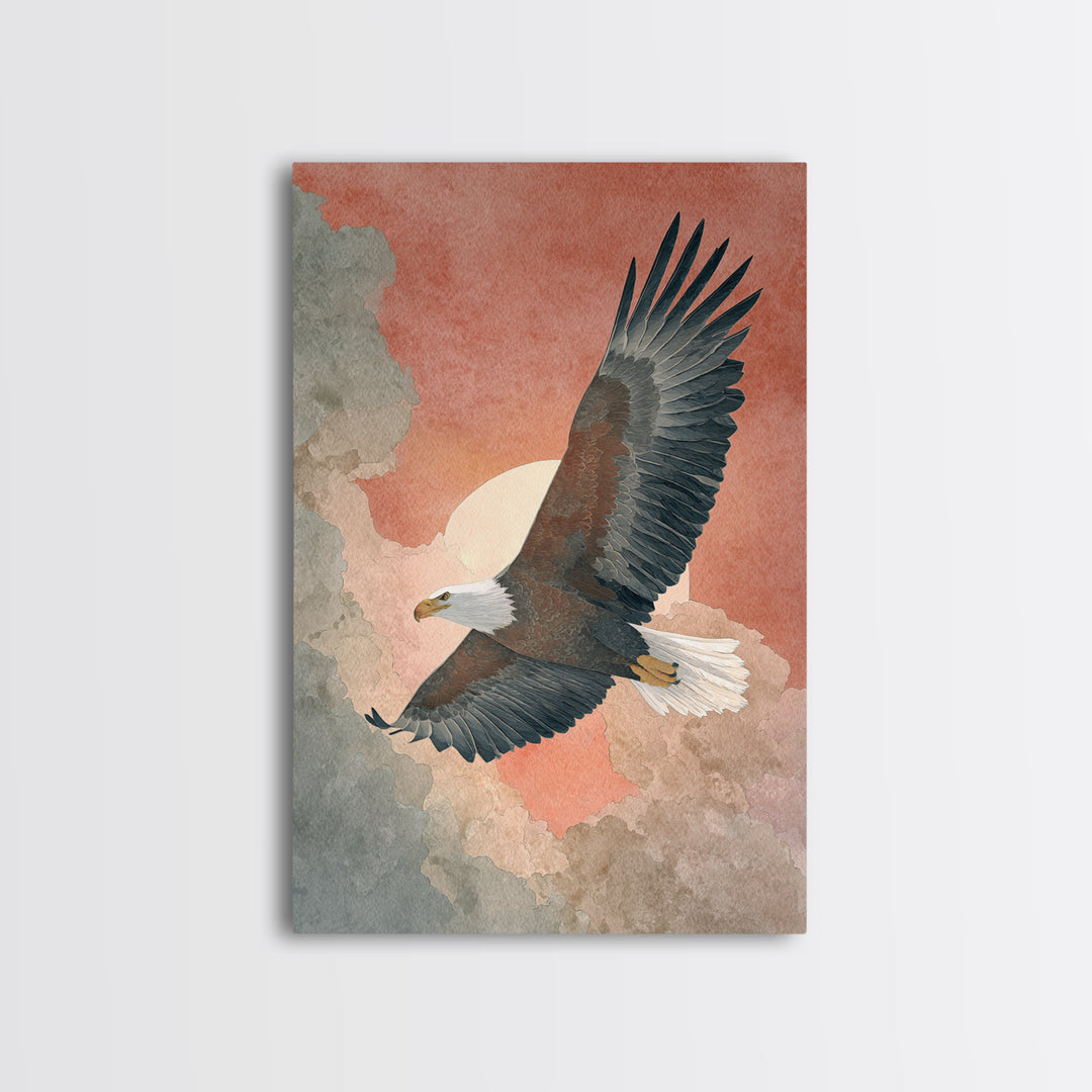 Eagle Soaring as Motivation Symbol Canvas Print, Gym Art, Statement Artwork, Gym Decor, Fine Art, Strength, Printable Wall Art, GYM-2x3-32