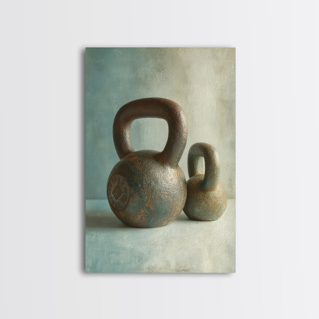 Kettlebell Still Life Framed Canvas Print, Gym Art, Motivational Poster, Gym Decor, Abstract Art, Strength, Motivational Art, GYM-2x3-41