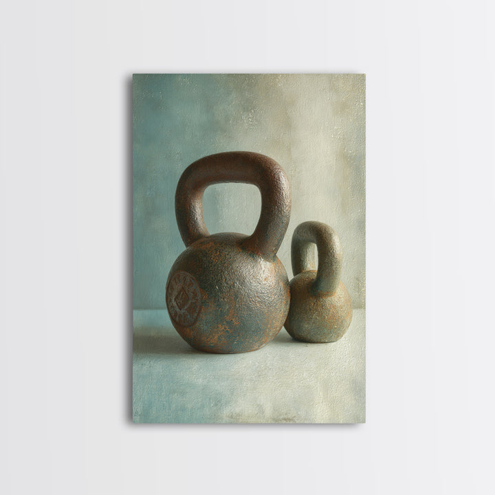 Kettlebell Still Life Framed Canvas Print, Gym Art, Motivational Poster, Gym Decor, Abstract Art, Strength, Motivational Art, GYM-2x3-41