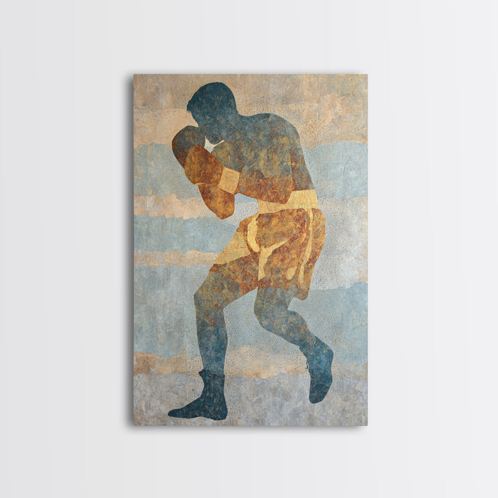 Powerful Boxer Silhouette Canvas Print, Gym Art, Modern Home Decor, Gym Decor, Oil Painting, Strength, Fine Art Print, GYM-2x3-57