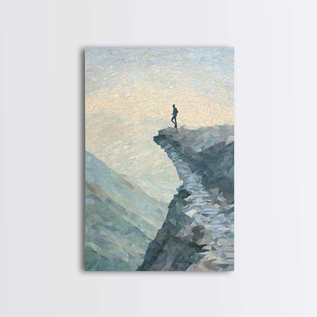 Runner on Mountain Ridge at Sunrise Framed Canvas Print, Gym Art, Sports Decor, Gym Decor, Oil Painting, Strength, GYM-2x3-68