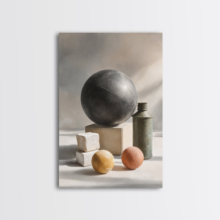 Medicine Ball and Chalk Still Life Canvas Print, Gym Art, Sports Wall Art, Gym Decor, Fine Art, Strength, Home Gym Decor, GYM-2x3-79