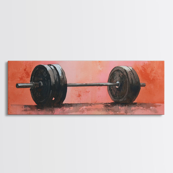 Barbell and Plates Canvas Print, Gym Art, Sports Poster, Gym Decor, Strength, Neutral Decor, Modern Decor, Fine Art Print, GYM-3x1-42