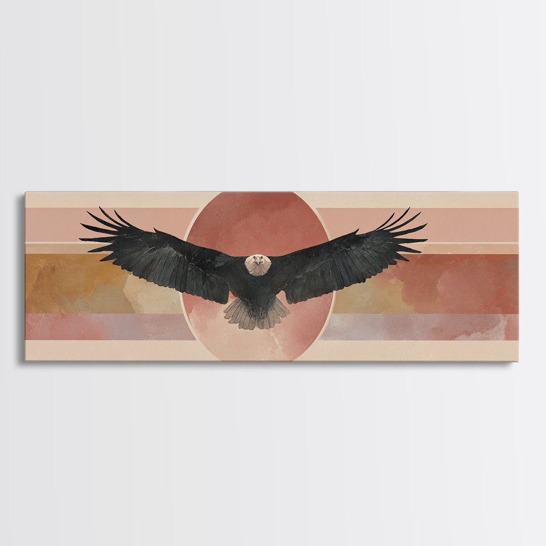 Eagle Soaring as Motivation Symbol Canvas Print, Gym Art, Wall Art, Gym Decor, Oil Painting, Strength, Man Cave Decor, GYM-3x1-88