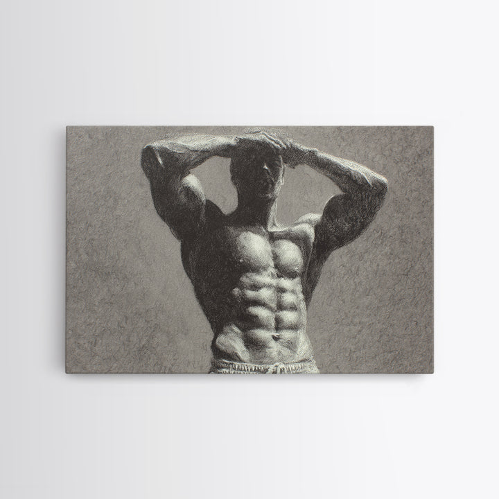 Bodybuilder Pose Rendered Canvas Print, Gym Art, Art Print, Gym Decor, Fine Art, Strength, Abstract Wall Art, Bar Art, GYM-3x2-56
