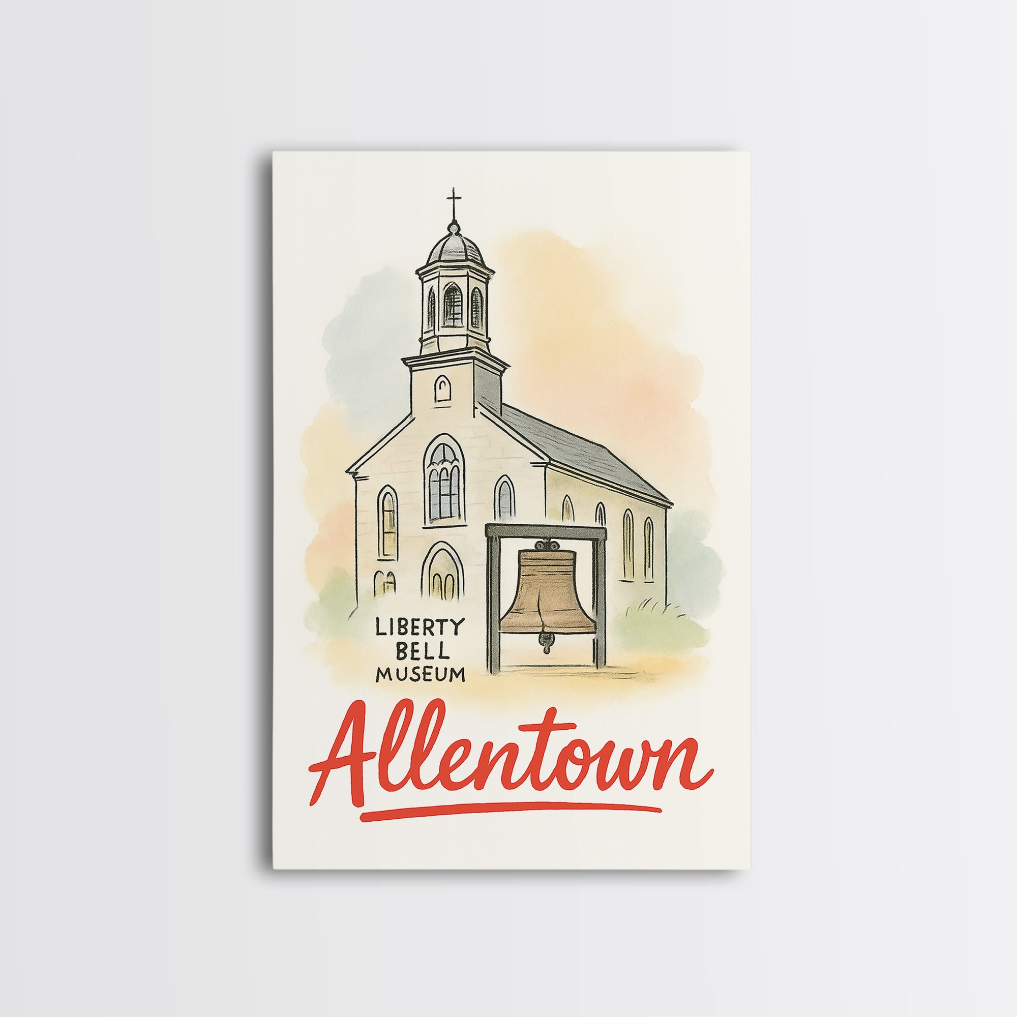 Allentown Travel Poster, Canvas Print, Watercolor Skyline Art, Allento ...