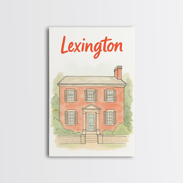 Lexington Travel Poster, Canvas Print, Illustrated City Wall Art, Lexington Wall Art, Travel Poster Art, Watercolor City Skyline, Design 2