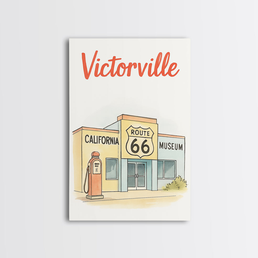 Victorville Travel Poster, Canvas Print, Hand Drawn Watercolor Art, Victorville Wall Art, Travel Poster Art, City Art Print, Wall Art