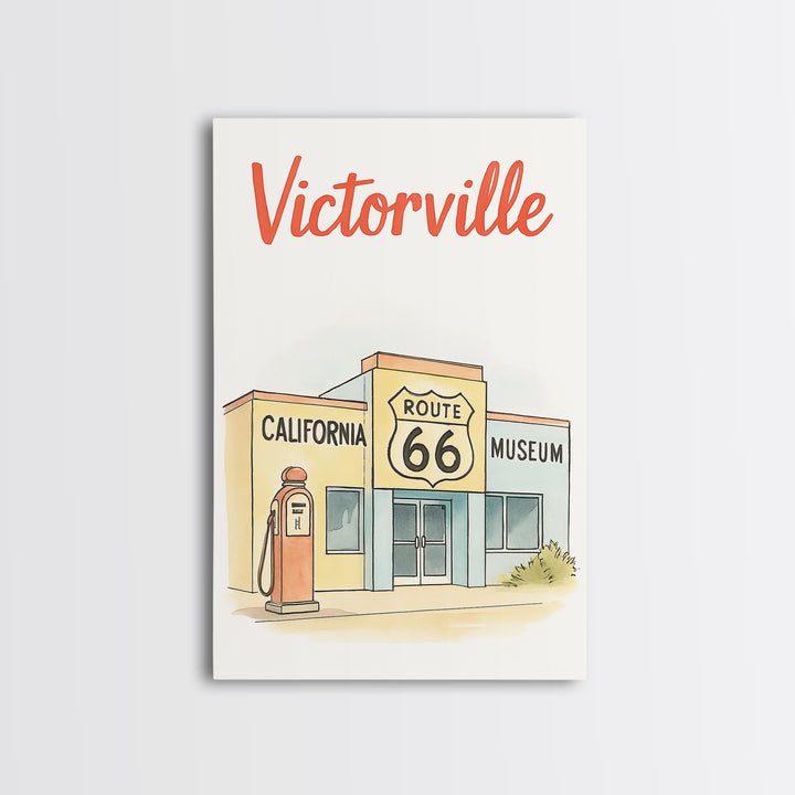 Victorville Travel Poster, Canvas Print, Hand Drawn Watercolor Art, Victorville Wall Art, Travel Poster Art, City Art Print, Wall Art