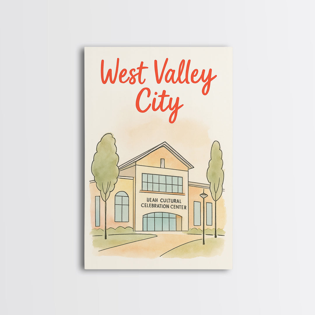 West Valley City Travel Poster, Canvas Print, Soft Sketch Travel Art, West Valley City Poster Print, Vintage Travel Art, Travel Wall Art