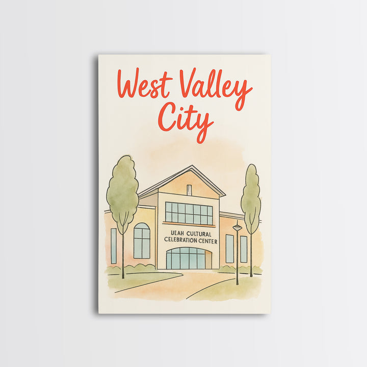 West Valley City Travel Poster, Canvas Print, Soft Sketch Travel Art, West Valley City Poster Print, Vintage Travel Art, Travel Wall Art