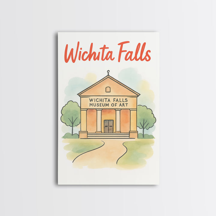 Wichita Falls Texas Travel Poster, Canvas Print, Soft Sketch Travel Art, Wichita Falls Poster Print, Travel Wall Art, Home Office Decor