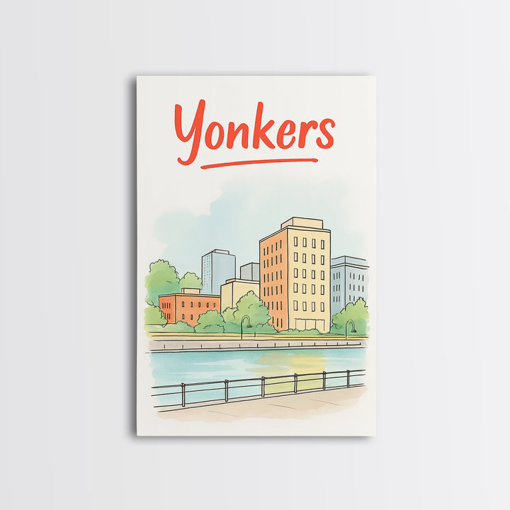 Yonkers Travel Poster, Canvas Print, Soft Sketch Travel Art, Yonkers City Art, City Travel Prints, Vintage Travel Art, Travel Poster Art