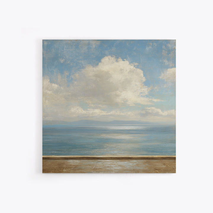 Mediterranean Terrace View Focused on Sea and Framed Canvas Print, Hotel Art, Framed Art, Hotel Decor, Fine Art, Boutique, HOT-1x1-11
