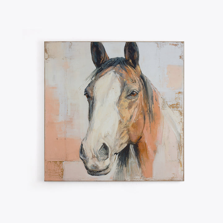 Neutral Horse Portrait Framed Canvas Print, Hotel Art, Printable Art, Hotel Decor, Fine Art, Boutique, Travel Poster, HOT-1x1-16
