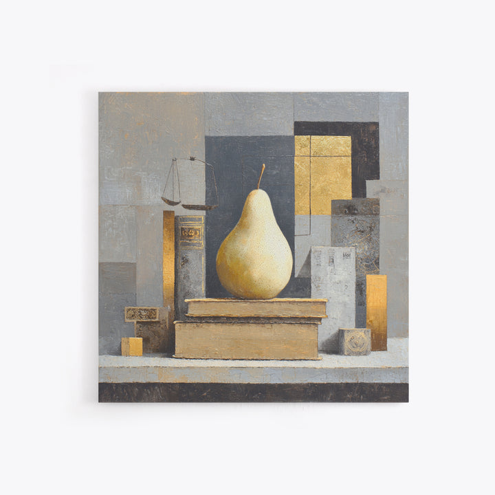 Elegant Pear Still Life on Linen Framed Canvas Print, Hotel Art, Neutral Decor, Hotel Decor, Fine Art, Boutique, Home Decor, HOT-1x1-21