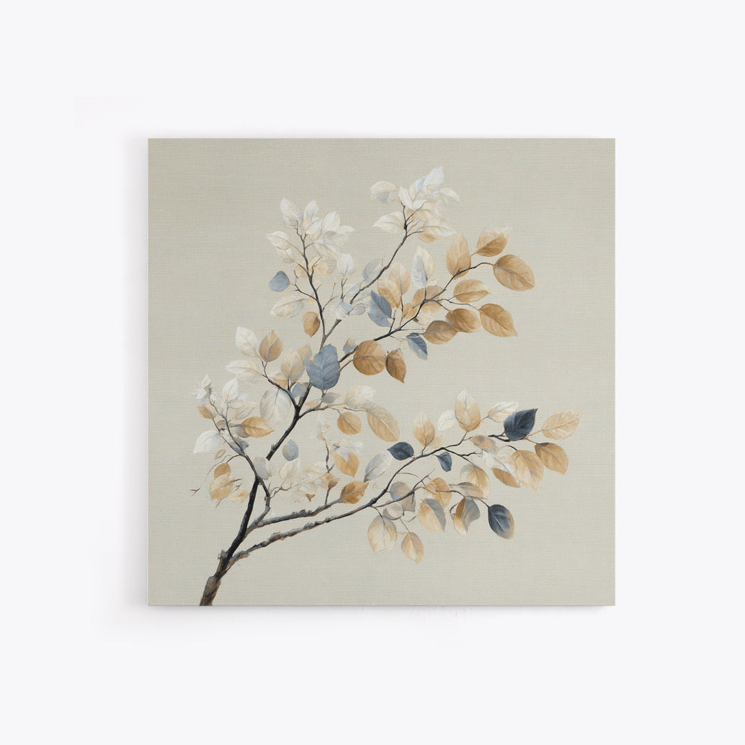 Elegant Botanical Branch on Ivory Ground Framed Canvas Print, Hotel Art, Textured Painting, Hotel Decor, Fine Art, Boutique, HOT-1x1-29