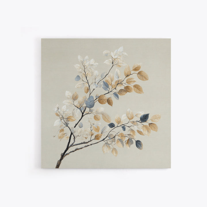 Elegant Botanical Branch on Ivory Ground Framed Canvas Print, Hotel Art, Textured Painting, Hotel Decor, Fine Art, Boutique, HOT-1x1-29