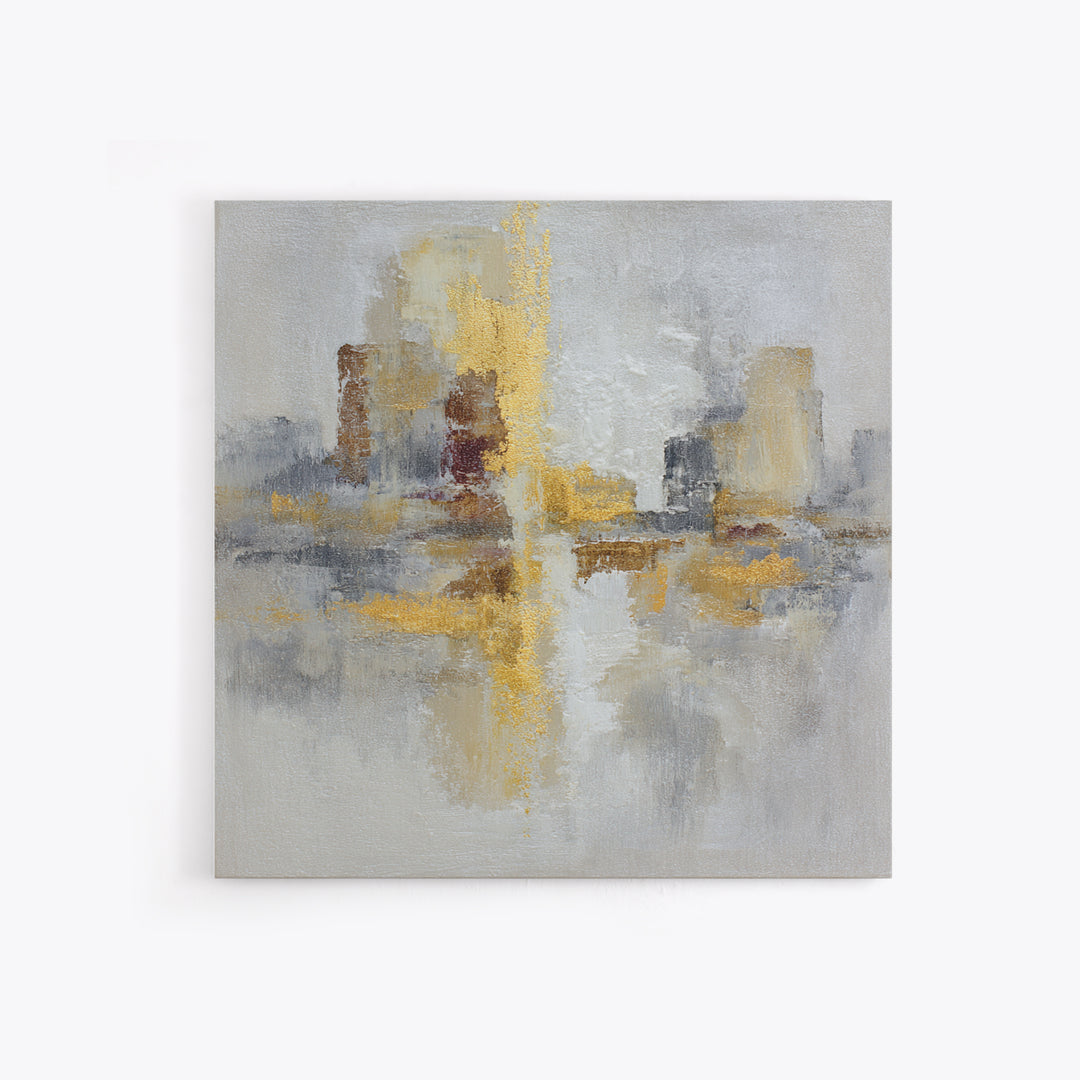 Gold Accented Abstract for Upscale Lobby Framed Canvas Print, Hotel Art, Boho Decor, Hotel Decor, Fine Art, Boutique, HOT-1x1-37